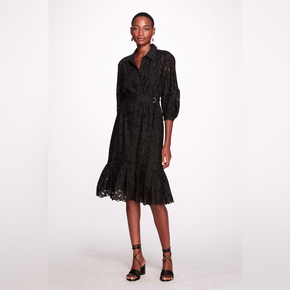 Marchesa Notte Viola Laser Cut Shirt Dress